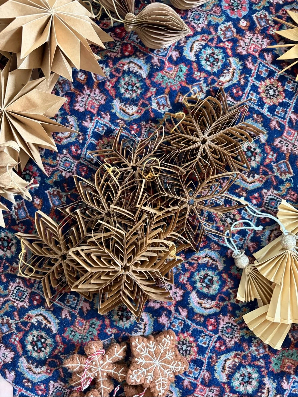 West Elm White & Gold Scandinavian Paper Ornaments & Stockings